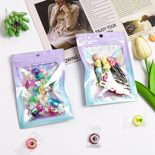Holographic Zipper Aluminum Foil Zipper Sealing Storage Bag Rai