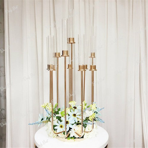 10 Heads Acrylic Candelabra Candlestick Stand Metal Wedding Party Prop