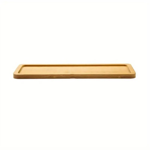3PCS Bamboo Serving Tray Versatile Round-Edged Vanity Organizer forTea