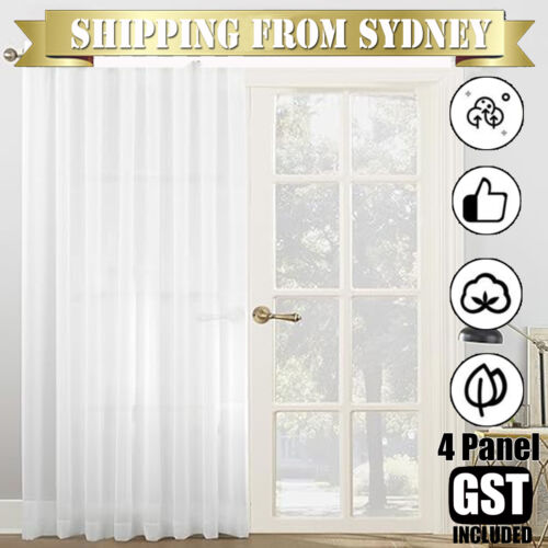 4 Panel Sheer Curtains Rod Pocket Window Sheer Voile Curtain Bedroom 1