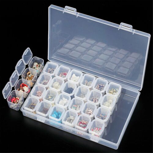 4PCS 28 Grid Storage Boxes Plastic Jewelry Organizer Container Cases B