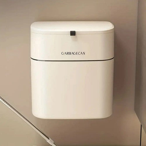 Wall Mounted Hanging Waste Bin with Lid Household Cabinet Trash Can Cr