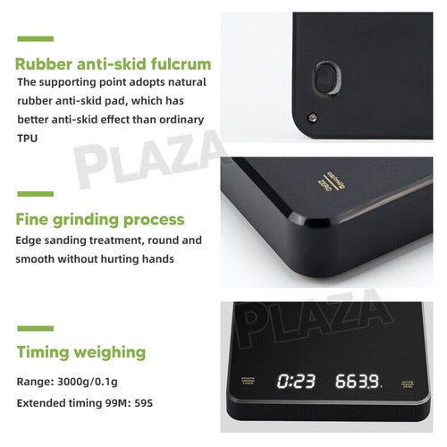 Electronic Digital Coffee Scale With Timer Precision High Display 3Kg/