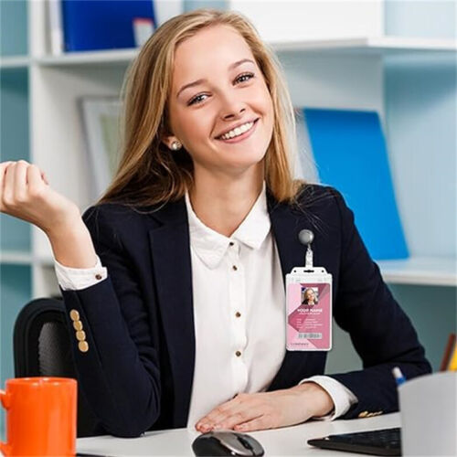 10X Hard Plastic Badge ID Card Holder Lanyard Business Work Pouch Doub