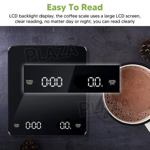 Electronic Digital Coffee Scale With Timer Precision High Display 3Kg/