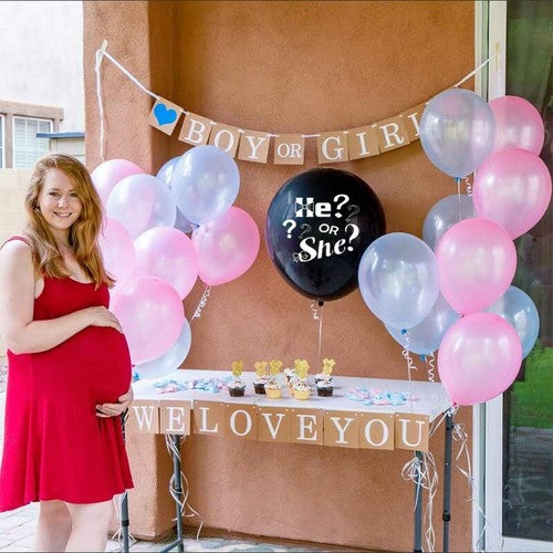 He or She Pop To See Gender Reveal Jumbo Baby Shower Balloon Powder Pi