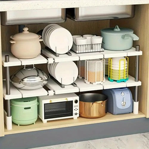 2PCS Sink Rack Organizer Adjustable Extendable Kitchen Storage Shelf U