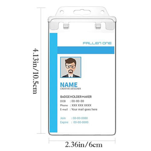 10X Hard Plastic Badge ID Card Holder Lanyard Business Work Pouch Doub