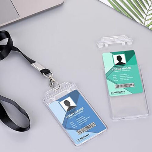 10X Hard Plastic Badge ID Card Holder Lanyard Business Work Pouch Doub