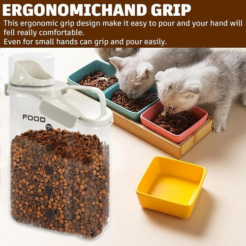 2pc 2800ml Airtight Grain Storage Jar with Measuring Cup Food Pet Food