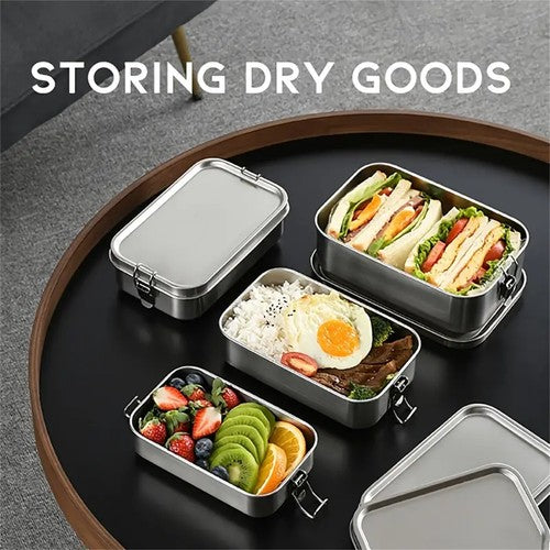 304 Stainless Steel Square Lunch Box Food Container Bento Box for Scho