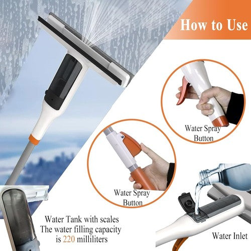 Long Handle Spray Window Cleaner Squeegee for Window Cleaning Spray To