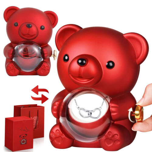 Eternal Rose Bear with Necklace Exquisite Gift Box for Valentine's&Mot