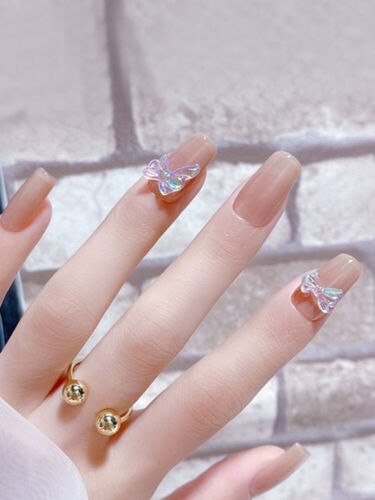 50PCS Aurora Bow/Bear/Butterfly Nail Rhinestone Kawaii Resin Nail Art