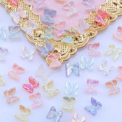 50PCS Aurora Bow/Bear/Butterfly Nail Rhinestone Kawaii Resin Nail Art