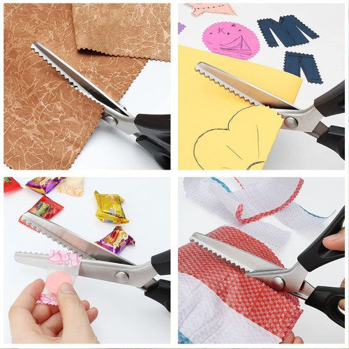2pcs Dressmaking Shears Crafts Zig Zag Cut Serrated Scissors Serrated