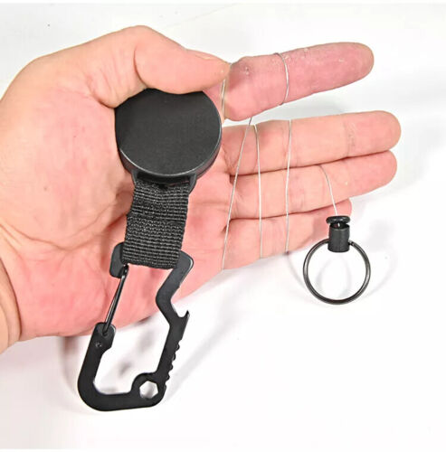 5x Retractable Stainless Steel Keyring Pull Ring Key Chain Recoil Heav