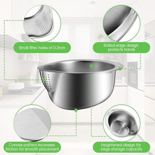 Rice Washer Strainer Bowl Stainless Steel Rice Washing Bowl Rice Sieve