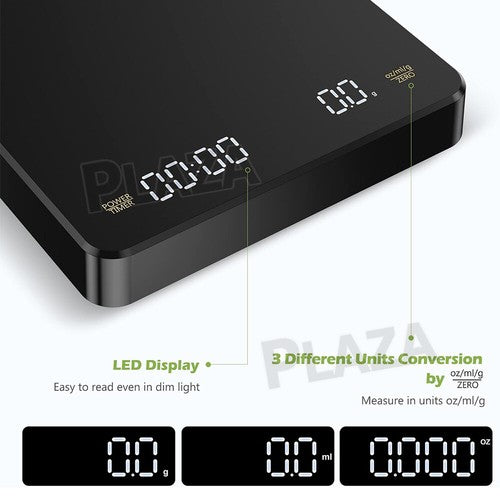 Electronic Digital Coffee Scale With Timer Precision High Display 3Kg/