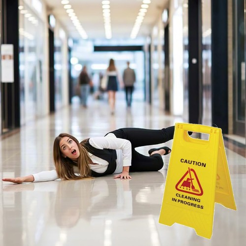 Caution CLEANING IN PROGRESS Cleaning Hazard Warning Yellow Frame