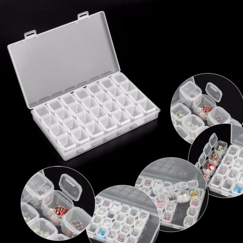 4PCS 28 Grid Storage Boxes Plastic Jewelry Organizer Container Cases B
