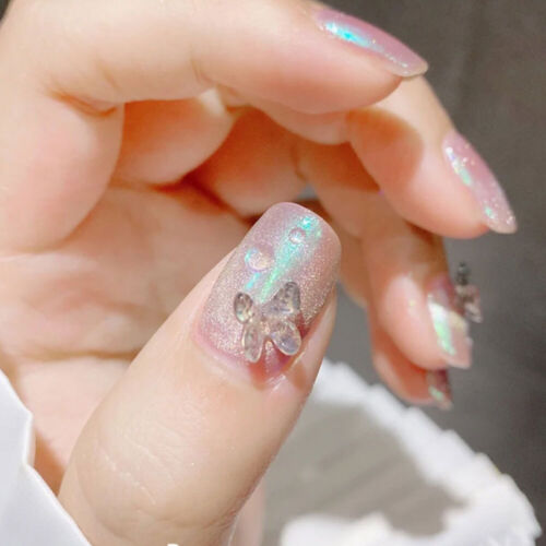 50PCS Aurora Bow/Bear/Butterfly Nail Rhinestone Kawaii Resin Nail Art