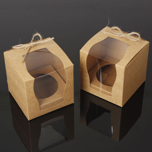 24PCS Single Cupcake Boxes Window Face Cup Cake Display Box Muffin Cas