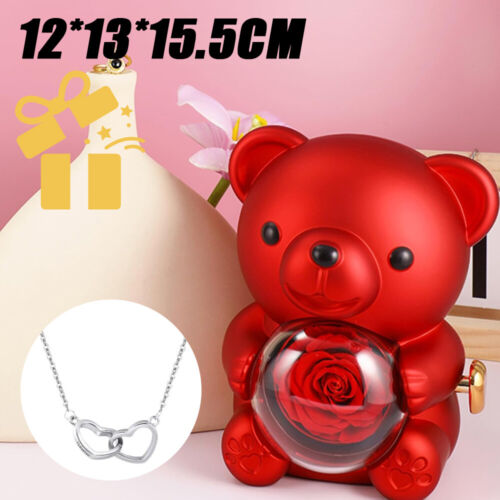 Eternal Rose Bear with Necklace Exquisite Gift Box for Valentine's&Mot