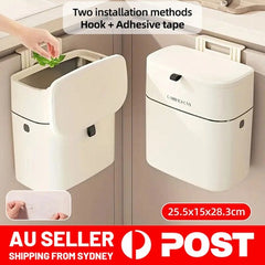 Wall Mounted Hanging Waste Bin with Lid Household Cabinet Trash Can Cr