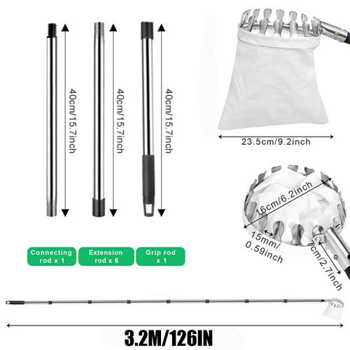 3.2M Fruit Picker Pole with Basket Telescoping Fruit Picker Tool with