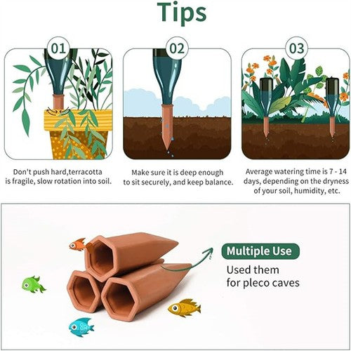 Terracotta Auto Plant Self Watering Spikes Water Drip Irrigati