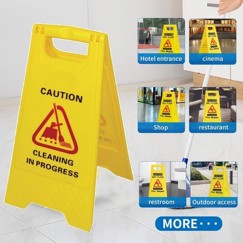 Caution CLEANING IN PROGRESS Cleaning Hazard Warning Yellow Frame