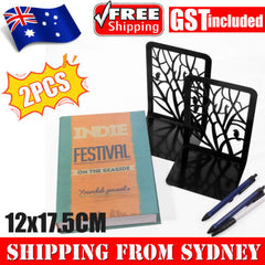 2Pcs Heavy Duty Hollow Out Metal Bookends Book Ends Office Stationery