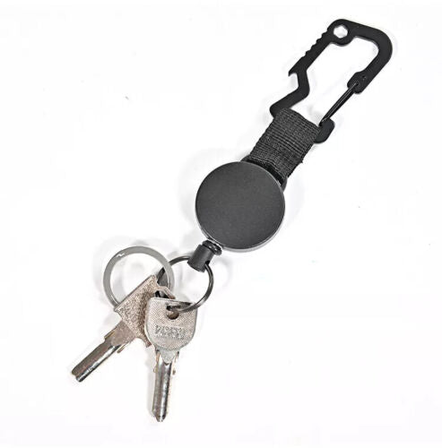 5x Retractable Stainless Steel Keyring Pull Ring Key Chain Recoil Heav