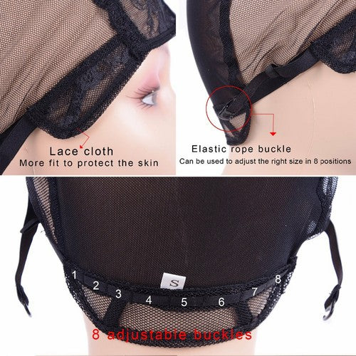30pcs Adjustable Straps Lace Full Mesh Wig Cap Making Wigs Weaving Cap