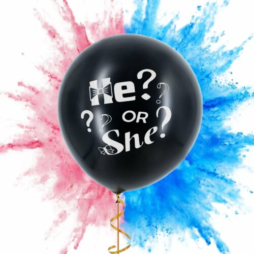 He or She Pop To See Gender Reveal Jumbo Baby Shower Balloon Powder Pi