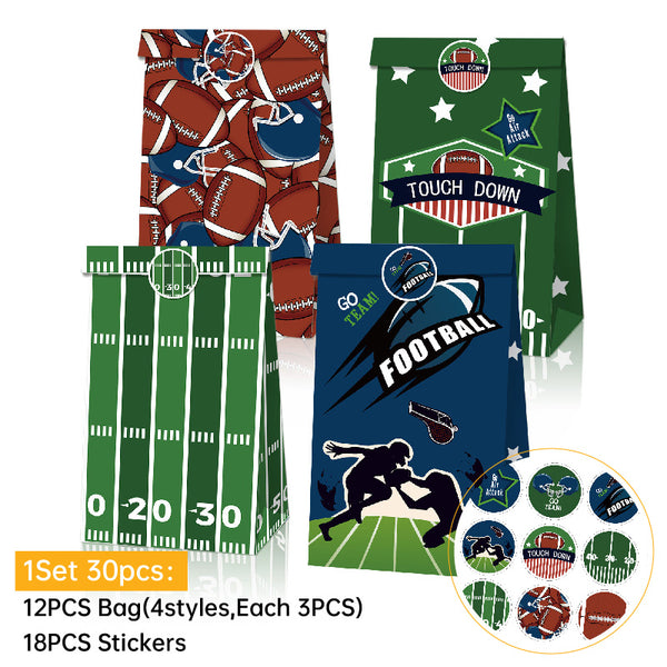Football Touchdown Sports Game Party Candy Gift Kraft Paper Bags Birthday Gift