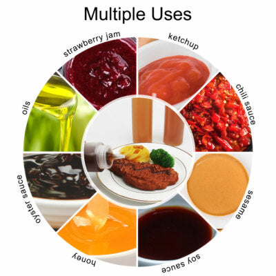 8 Oz Red Tip Cap Squeeze Bottle Condiment Ketchup Mustard Di