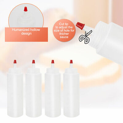 8 Oz Red Tip Cap Squeeze Bottle Condiment Ketchup Mustard Di