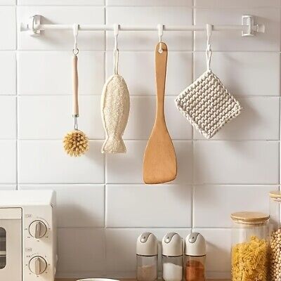 Self Adhesive Curtain Rod Bracket 4Pcs ABS Wall Bracket Hooks 360° Ro