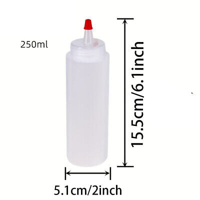 8 Oz Red Tip Cap Squeeze Bottle Condiment Ketchup Mustard Di