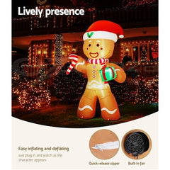 Christmas Inflatable Gingerbread Man 2.4m – LED Outdoor