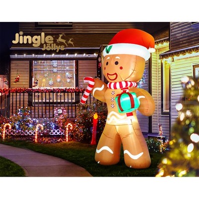 Jingle Jollys Christmas Inflatable Gingerbread Man 2.4M LED Outdoor De