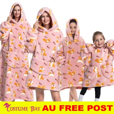 Oversized Adult 1.4m Long Kid Toddler Hooded Blanket Hoodie Ultra Swea