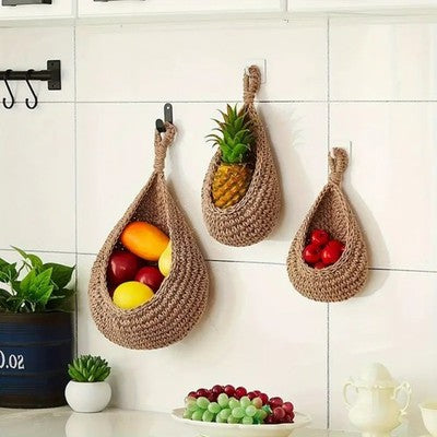 3 Size Hanging Wall Organizer Kitchen Fruit Vegetable Storage Basket B