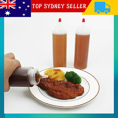 8 Oz Red Tip Cap Squeeze Bottle Condiment Ketchup Mustard Di