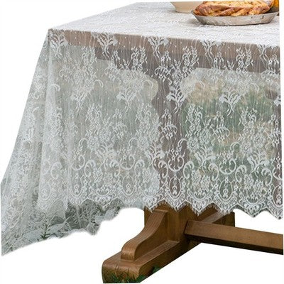 White Vintage Embroidered Lace Tablecloth Dining Table Cloth Doily Wed