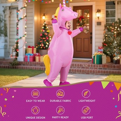 Inflatable Unicorn Costume Adult Suit Blow Up Party Fancy Dress Hallow