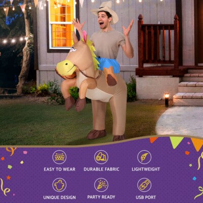 Inflatable Cowboy Costume Adult Suit Blow Up Party Fancy Dress Hallowe
