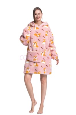 Oversized Adult 1.4m Long Kid Toddler Hooded Blanket Hoodie Ultra Swea